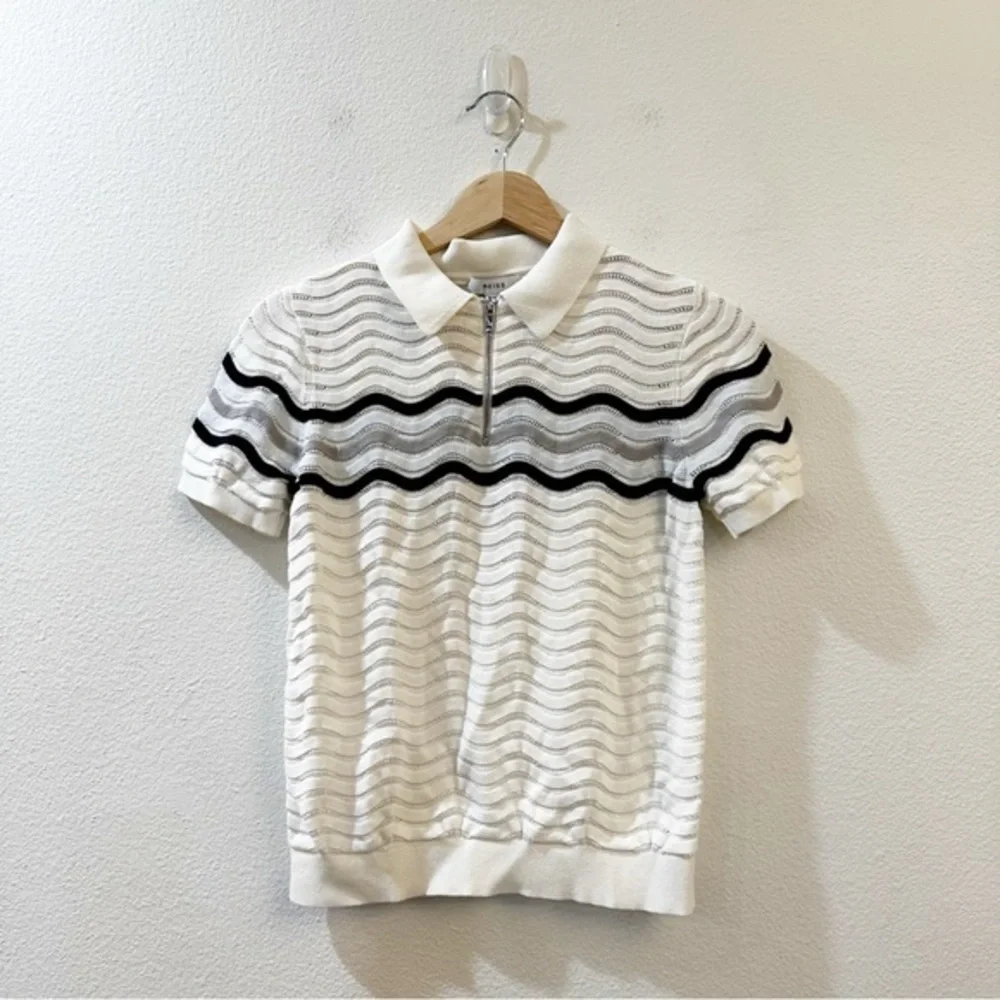 Reiss Cole Junior Quarter Zip Textured‎ T-Shirt In Optic White Size 11 - 12Y